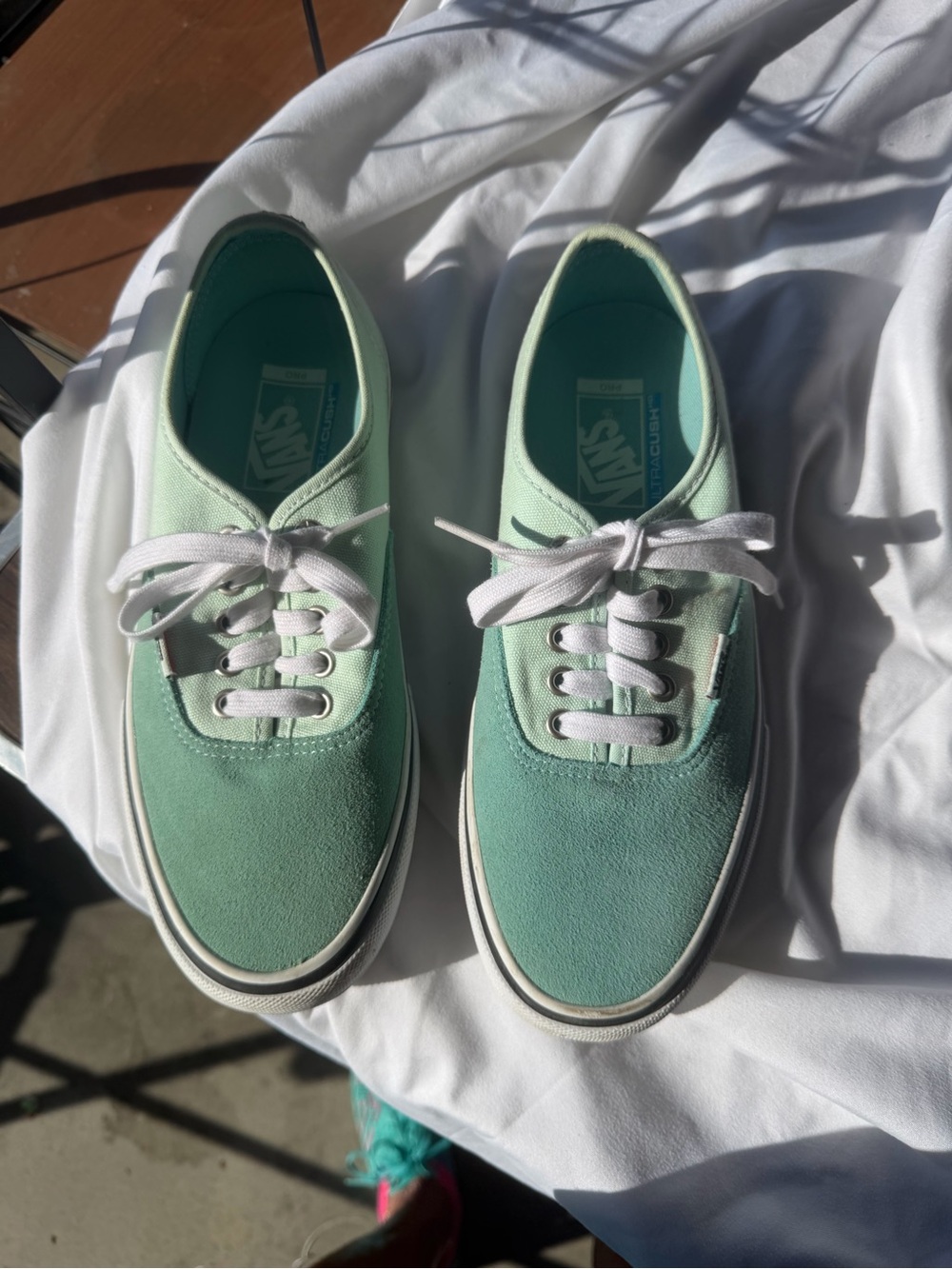 Vans Two-Tone Mint Green Low-Top Canvas & Suede Sneakers